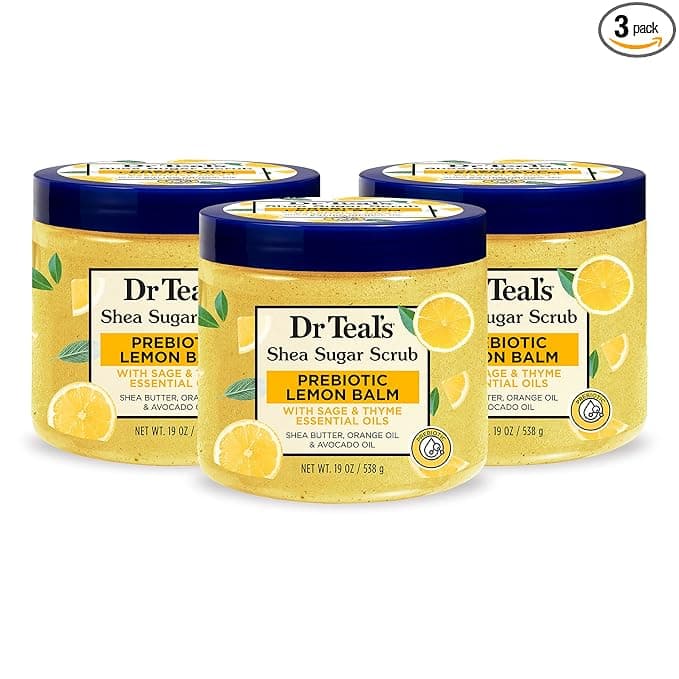 Dr Teal's Shea Sugar Scrub, Prebiotic Lemon Balm - Today's Cosmetics