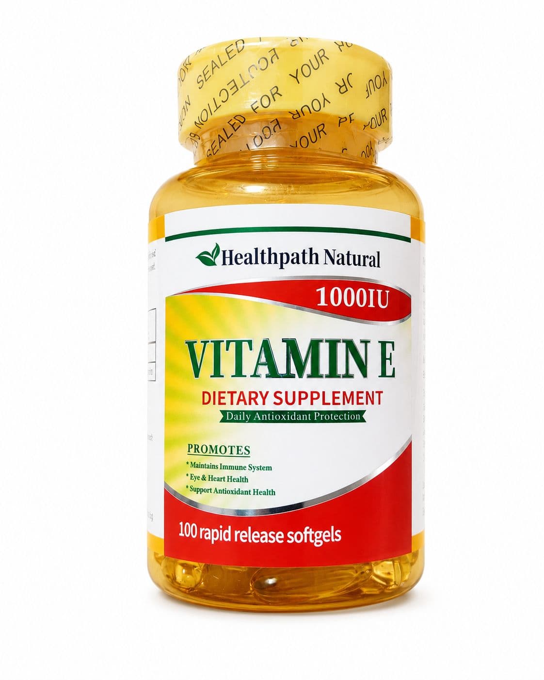Healthpath Natural Vitamin E 1000IU 100 Rapid Release Softgels - Today's Cosmetics
