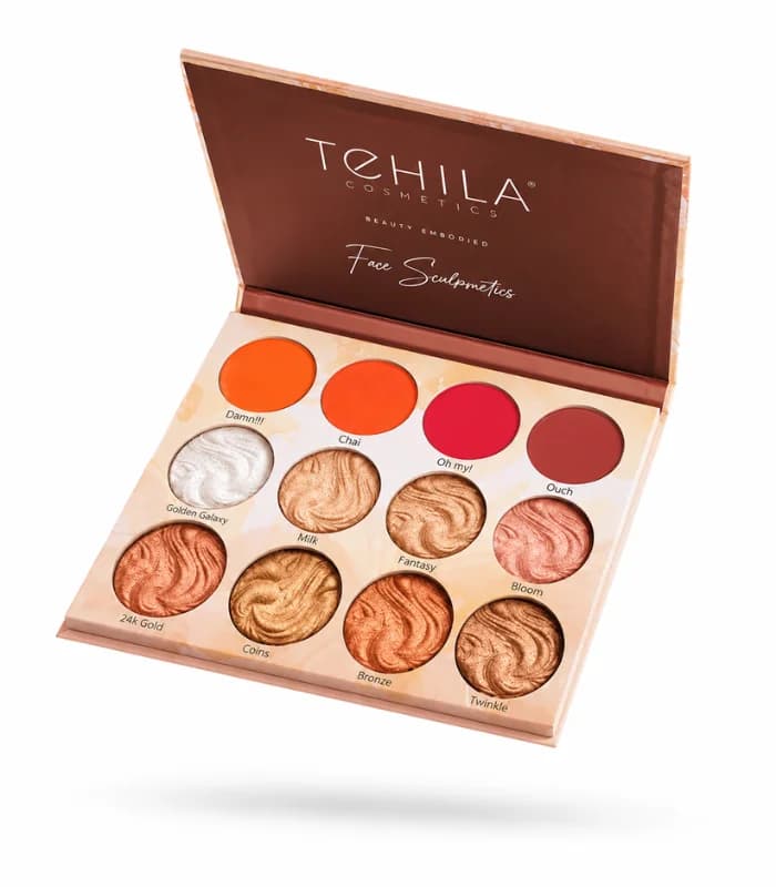 Tehila Cosmetics Blush & Highlighter Palette (12-in-1) - Today's Cosmetics